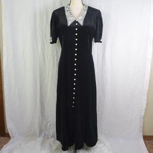 VTG 90s Ultra Dress Velvet Lace Collar Dress goth gypsy vampire Victorian witch